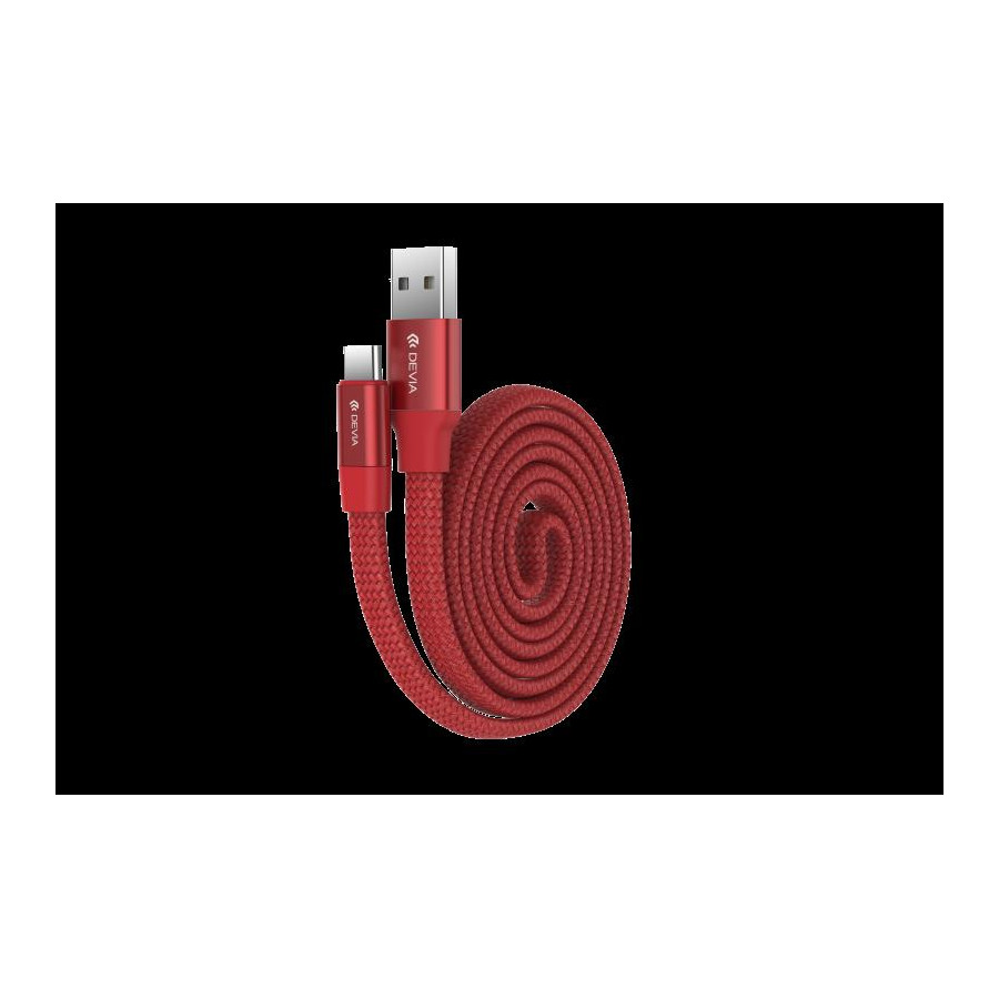 Cavo Piatto in corda Ring Y1 Usb Tipo C 80cm Rosso