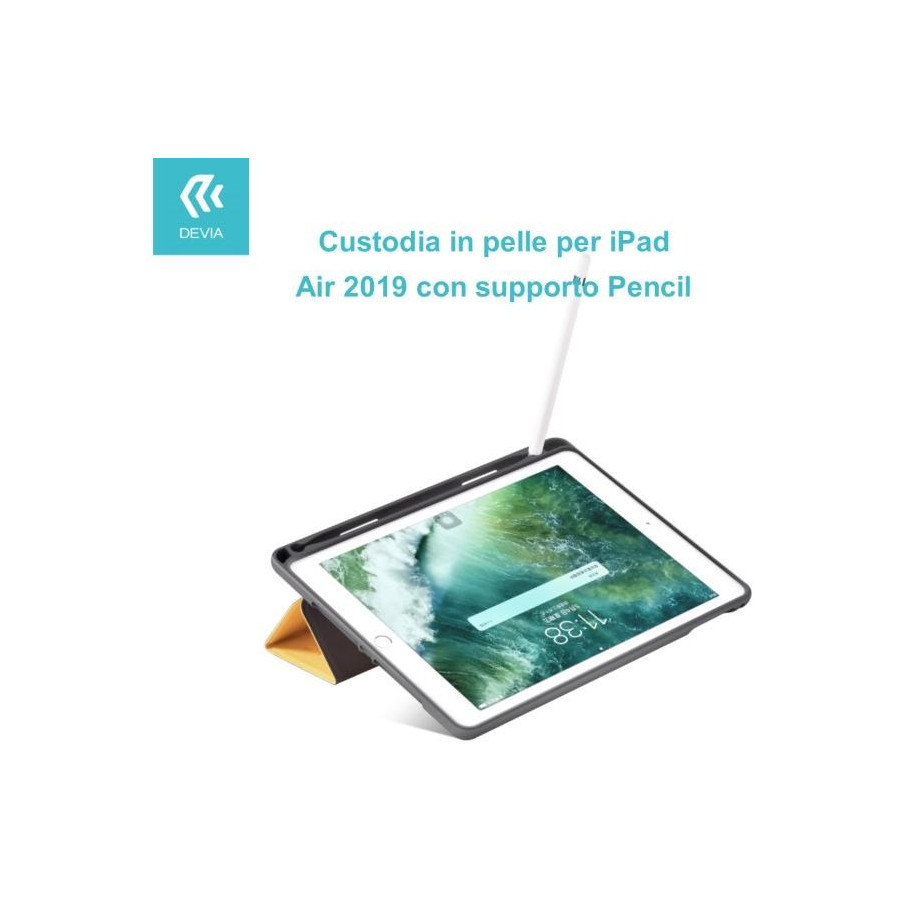 Custodia in pelle per iPad Air 2019 con supporto Pencil Nera