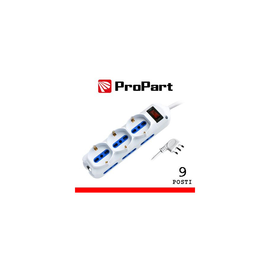 Multipresa 9pos bipasso + bipasso/schuko spina10A + inter.